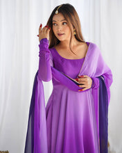 Purple shaded anarkali set readymade