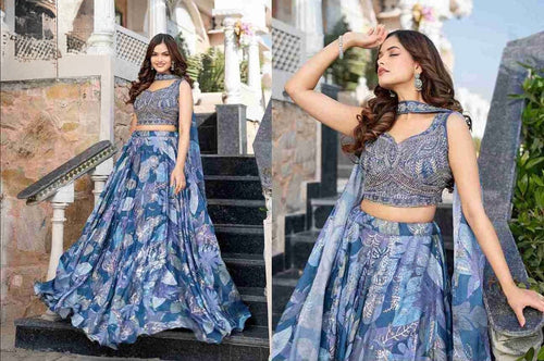 Boutique collection - vibrant blue floral printed Lehenga