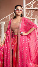 Hot pink palazzo set with cape