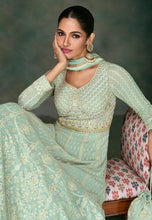 Janisha readymade - sea green georgette anarkali