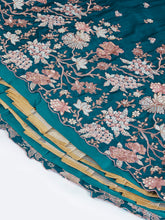 Teal Georgette Lehenga with floral dupatta