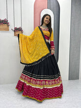 Mustard and black readymade lehenga