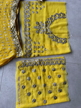 Yellow lightweight paper mirror work Lehenga