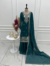 Crunchy silk teal palazzo set