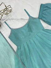 Sea Green crunchy silk anarkali