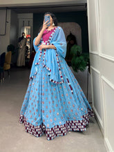 Sky sequins and mirror work Lehenga