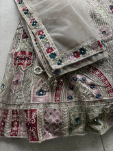 Grey stone thread embroidered lehenga