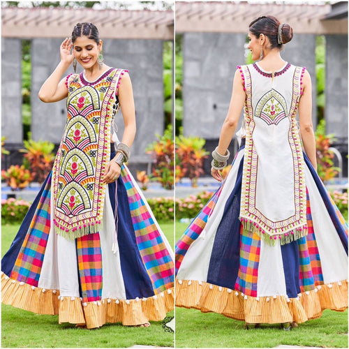 Khelayia colourful skirt with embroidered panel top - readymade (New trend)