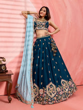Teal Georgette sequins lehenga