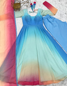 Sky blue Georgette readymade pant suit