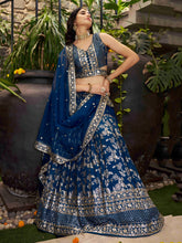 Dove blue dola silk jacquard Lehenga