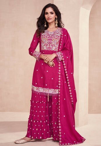 Magenta sharara suit