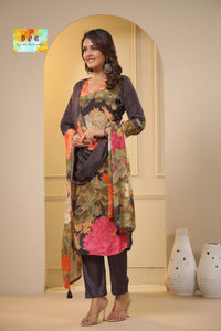 DPC - crepe floral straight salwaar kameez