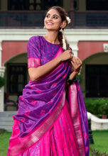 Dola silk shibori print purple Lehenga