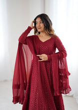 Maroon kali pattern sequinned anarkali