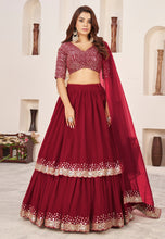 Red double layered georgette Lehenga