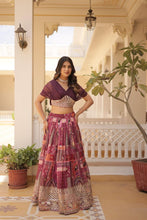 Indo western style Russian silk readymade Lehenga in wine