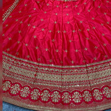 Red and gold elegant satin silk Lehenga