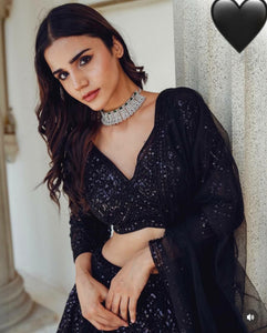 Black sequins Lehenga for reception parties or award ceremonies