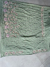 Pistachio green georgette embroidered flared Lehenga