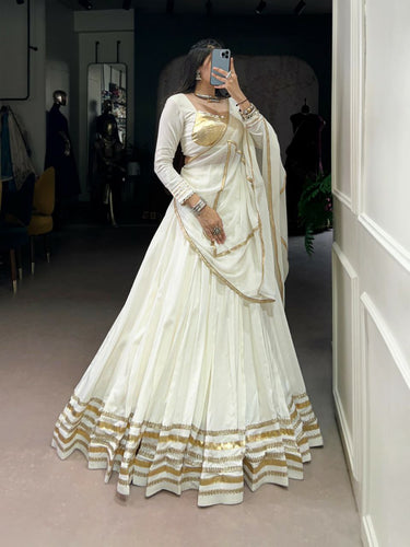 Pure rayon white readymade Lehenga