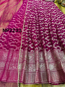 Niks collection - pink and gold banarasi silk anarkali