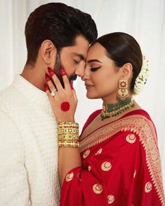 Sonakshi inspired red soft silk saree