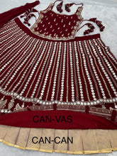 Deep red embroidery and mirror work Lehenga