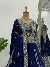 Navy blue sequins and thread Lehenga