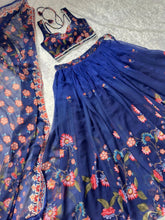 Blue floral Georgette lehenga