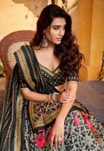 Tussar silk iconic sparkle Lehenga in black