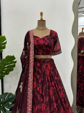 Deep red floral Lehenga