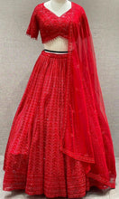 Red sparkly georgette Lehenga