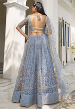 Kelaya collection - sky blue grey net Lehenga