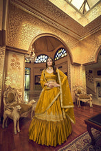 Royal collection - lino silk and satin ruffle style lehenga in dusty golden