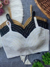 Pearl blouse in ivory, gold and black