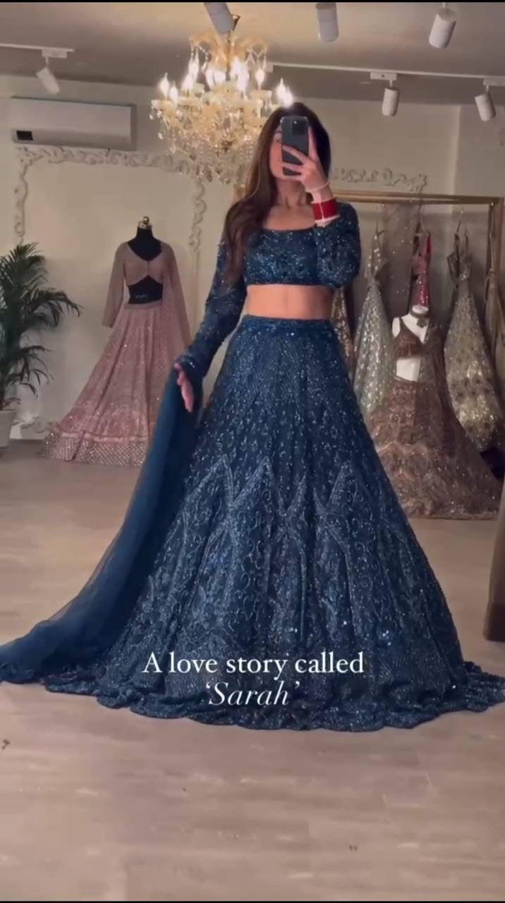 Sarah - midnight blue partywear Lehenga