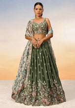 Mehendi green chiffon Lehenga