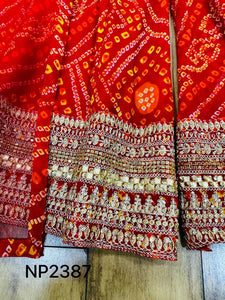 Niks collection - 3 piece bandhani suit in red