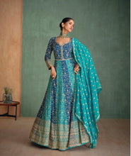 Janisha readymade shades of blue partywear anarkali