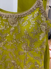 Mehendi Green sharara with gold floral detailing