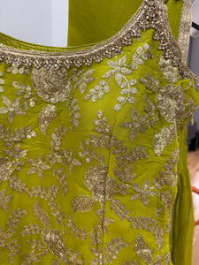 Mehendi Green sharara with gold floral detailing