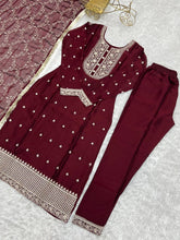 Maroon rangoli silk straight fit salwaar kameez readymade