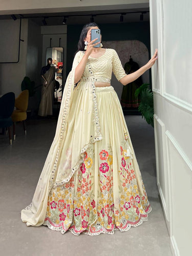 Offwhite sequins and mirror work Lehenga
