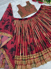 Maroon and gold flowy Lehenga