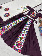 Wine and white pure cotton gamthi work readymade Chaniya Choli