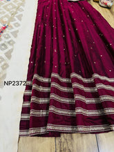 Niks collection - wine silk anarkali with floral dupatta (plus sizes too)