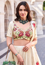 Ivory chinon crush silk readymade Lehenga