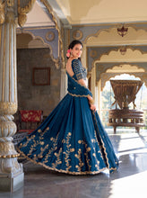 Rangoli silk teal lehenga