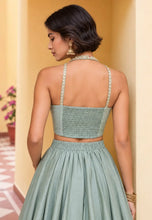 Baby blue soft silk embroidered lehenga - readymade with pockets (Copy)